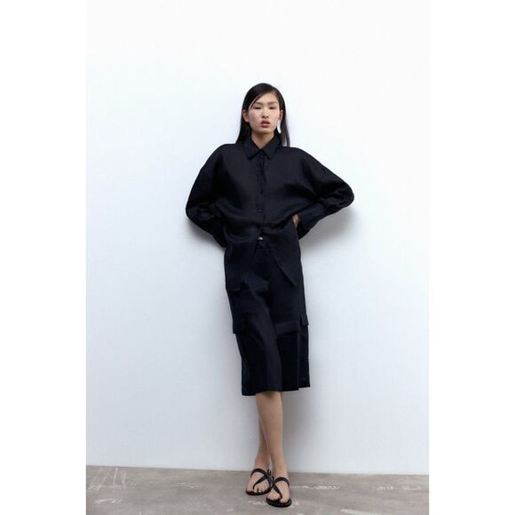 Black Zara Leather Gold Tone Studded Ankle Buckle Closure Flat Sandals (NWT) - Picture 7 of 9